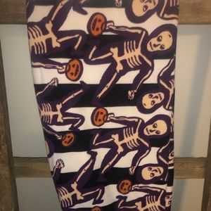 LuLaRoe Black White Skeleton Pumpkin OS Leggings
